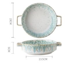 Embossed Ceramic Double Ear Practical Vegetable Bowl