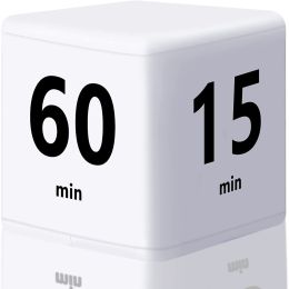 1pc Cube Timer; Gravity Flip Kitchen Timer For Time Management And Countdown Settings 15-20-30-60 Minutes - White