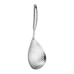 1pc 304 Stainless Steel Slotted Spoons For Cooking; Skimmer Slotted Spoon; Metal Filter Spoon With Holes; Kitchen Tool - Large Colander