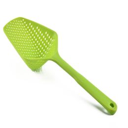 1pc Kitchen Gadget Colander Spatula Leaking Net Strainer Soup Spoon Line Leak Thick Nylon Large Spoon Silicone Leak Ice Shovel 13.5in*4.92in - Green