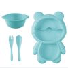 1pc Bear Shaped Dinner Plate Set; Kitchen Multi-functional Small Plaid Fruit Salad Plate - Blue