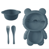 1pc Bear Shaped Dinner Plate Set; Kitchen Multi-functional Small Plaid Fruit Salad Plate - Gray