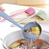 1pc 2 In 1 Filter Spoon Soup Spoon Leak Spoon Long Handle Plastic Large Spoon Hot Pot Spoon Eco-Friendly Kitchen Utensil - Blue