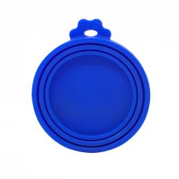 1pc 3 In 1 Reusable Food Storage Keep Fresh Tin Cover Cans Cap Pet Can Box Cover Silicone Can Lid Hot Kitchen Supply Mould Proof Hot - Deep Blue