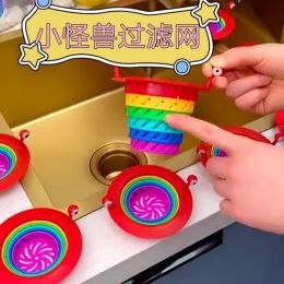 Kitchen sink filter cartoon cute little monster rainbow filter anti-blocking sewer filter artifact - rainbow