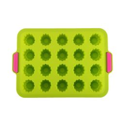 1pc 20 Cavity Jelly Tray; Food Grade Nonstick Silicone Mold; Pudding Fruit Ice Cube Mold; Kitchen Cooking Tools - Green