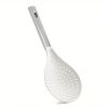 1pc New Multi-functional Large Filter Spoon Kitchen Long Handle With Clip Filter Spoon Household Dumpling Glutinous Rice Ball Colander - White Gray