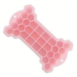 1pc Silicone Ice Tray With Lid; Large Capacity Ice Box; Bone Shaped Silicone Ice Tray; Homemade Ice Cube Mold; Kitchen Tools - Pink