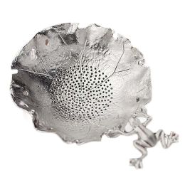 Tin Lotus Leaf Frogs Tea Strainer Handmade Patterned Tea Infuser Chinese Style Tea Strainer Tea Filter Kung Fu Tea Accessory,Silver - Default