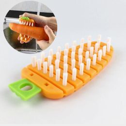 Bendable Carrot Shape Cleaning Brush Fruit and Vegetable Cleaning Brush Reusable and Durable Kitchen Cleaner Tool - orange