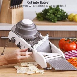 Kitchen Supplies Adjustable Mandoline Slicer Stainless Steel Vegetable Julienner Potato Slicer Cutter Magic Chopper - Silver