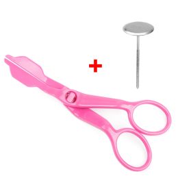 2pcs Piping Flower Scissors/Nail Kitchen Baking Pastry Tool Rose Decor Lifter Fondant Cake Decorating Tray Cream Transfer Set - Pink Set