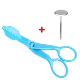 2pcs Piping Flower Scissors/Nail Kitchen Baking Pastry Tool Rose Decor Lifter Fondant Cake Decorating Tray Cream Transfer Set - Blue Set