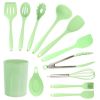 Cooking Baking 10 PCS Spatula Set High Heat Resistant Kitchen Utensil Set  - Green - Kitchen Tools 12 Pcs