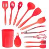 Cooking Baking 10 PCS Spatula Set High Heat Resistant Kitchen Utensil Set  - Red - Kitchen Tools 12 Pcs