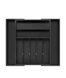 Adjustable Expandable Kitchen Utensils Drawer Organizer  For Bamboo Flatware Organizer - Black