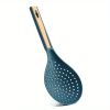 1pc New Multi-functional Large Filter Spoon Kitchen Long Handle With Clip Filter Spoon Household Dumpling Glutinous Rice Ball Colander - White Gray