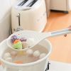 1pc New Multi-functional Large Filter Spoon Kitchen Long Handle With Clip Filter Spoon Household Dumpling Glutinous Rice Ball Colander - White Gray