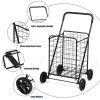 Jumbo Basket Folding Shopping Cart With Swiveling Wheels And Dual Storage Baskets - Black A - Kitchen Tools