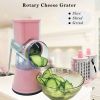 1pc; Rotary Cheese Grater; Kitchen Mandoline Vegetable Slicer With 3 Interchangeable Blades - Green