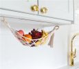 Fruit Hammock; Gray Fruit Basket; 100% Cotton; Screws & S Hooks; Banana Holder; Hanging Fruit Basket for Potato Storage - Type 1