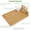 Bamboo Cheese Board Charcuterie Cheese Platter Board Serving Tray with Cutlery Set for Wedding Birthdays Christmas - Yellow