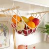 Fruit Hammock; Gray Fruit Basket; 100% Cotton; Screws & S Hooks; Banana Holder; Hanging Fruit Basket for Potato Storage - Type 1