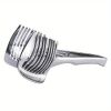 1pc Tomato Slicer Holder; Lemon Cutter; Round Fruits Vegetable Cutting Tools; Handheld Multi Purpose Tongs; Kitchen Gadget - Stainless Steel Silver