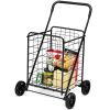 Jumbo Basket Folding Shopping Cart With Swiveling Wheels And Dual Storage Baskets - Black A - Kitchen Tools