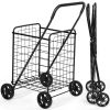 Jumbo Basket Folding Shopping Cart With Swiveling Wheels And Dual Storage Baskets - Black A - Kitchen Tools