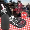 Camp Kitchen Cooking Utensil Set Travel Organizer Grill Accessories  - Black - 8 Pcs