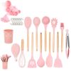 33pcs Set Wooden Handle Silicone Kitchen Utensils 33 Pieces Set Silicone Spoon Shovel Kitchen Gadgets Set Silicone Kitchen Utensils - Red