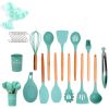 33pcs Set Wooden Handle Silicone Kitchen Utensils 33 Pieces Set Silicone Spoon Shovel Kitchen Gadgets Set Silicone Kitchen Utensils - Red