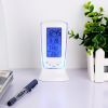 Multifunction Calendar Temperature Digital Alarm Clock with Blue Back Light Electronic Calendar Thermometer Led Clock With Time - White