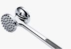 Zinc Alloy Meat Tenderizer Double Sided Non-Slip Handle Meat Mallet Kitchen Tool - Silver