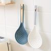 1pc New Multi-functional Large Filter Spoon Kitchen Long Handle With Clip Filter Spoon Household Dumpling Glutinous Rice Ball Colander - White Gray