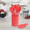 Cooking Baking 10 PCS Spatula Set High Heat Resistant Kitchen Utensil Set  - Red - Kitchen Tools 12 Pcs