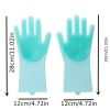 1pair Kitchen Silicone Dishwashing Gloves; Housework Cleaning Waterproof Insulation Magic Gloves; Dishwashing Brush - Pink - Silica Gel