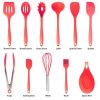 Cooking Baking 10 PCS Spatula Set High Heat Resistant Kitchen Utensil Set  - Red - Kitchen Tools 12 Pcs